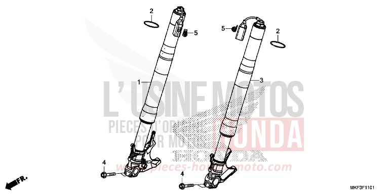 FOURCHETTE AVANT (CBR1000S1/S2) de CBR1000RR SP SP1 SP2 GRAND PRIX RED (R380X) 2018